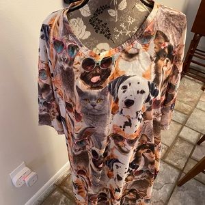 3/$25, Secret Treasures Sleepwear Insta Cats and Dogs night shirt, 2X - 3X.